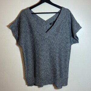 Mexx Women's Silver Metallic V-Neck Short Sleeved Sweater - Medium